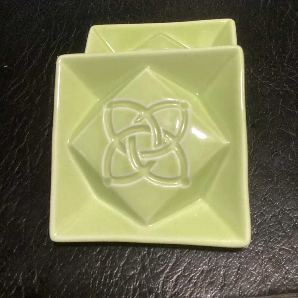 Lupicia Fresh Tea Ceramic Tea Bag Holder Set 4 Japan Green Orange Square Dish
